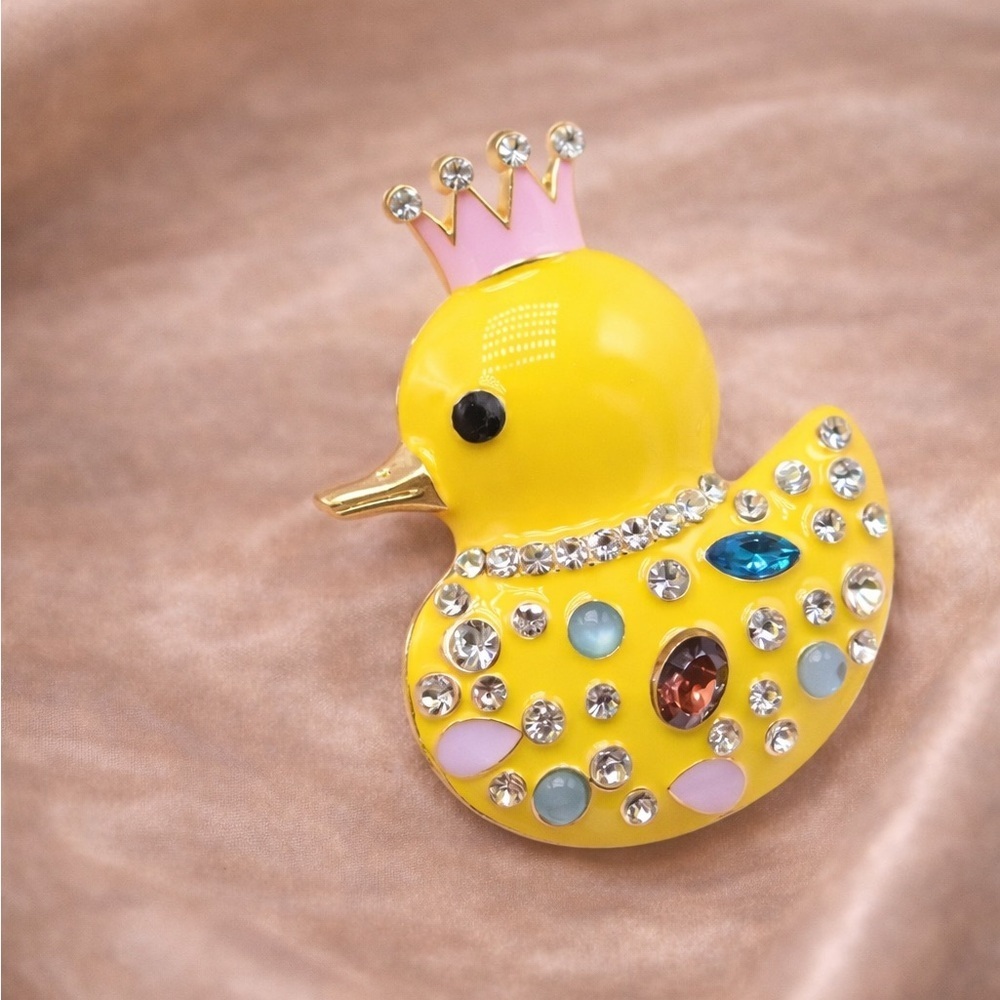 Yellow Duck Brooch with Gem Accents